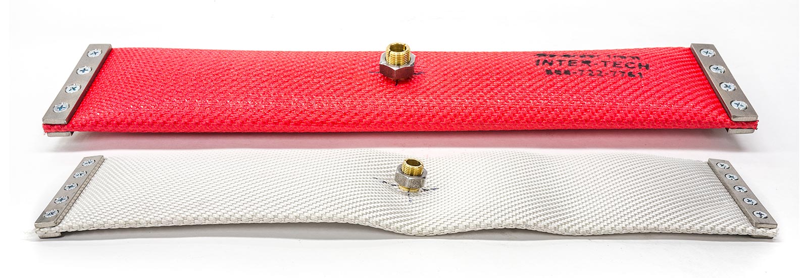 Pneumatic Diaphragms (Red and White) lined up for a packaging machine