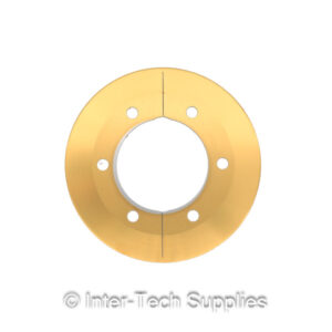 (106765310) BLADE - CIRCULAR KNIFE (DOUBLE BEVELED) SCORED/BREAKABLE - 6 holes (90mm OD x 42mm ID x 1mm Thick) - 440 Stainless